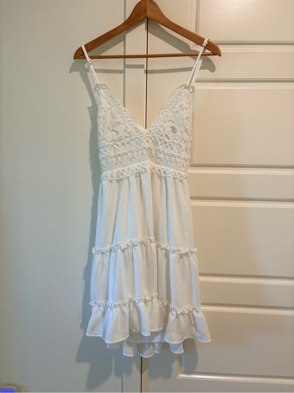 Available by Angela Fashion NWT White Lace-Trim Slip Dress Coquette Girl Boho